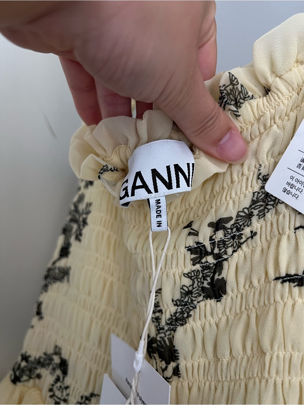 GANNI Yellow floral georgette pleated dress - Picture 2 of 9